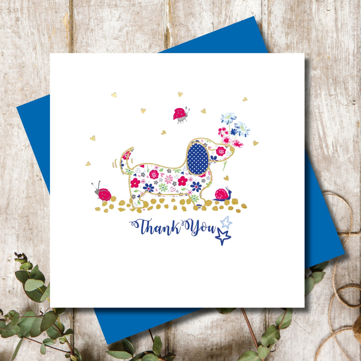 Ditsy Dachshund Thank You Greeting Card