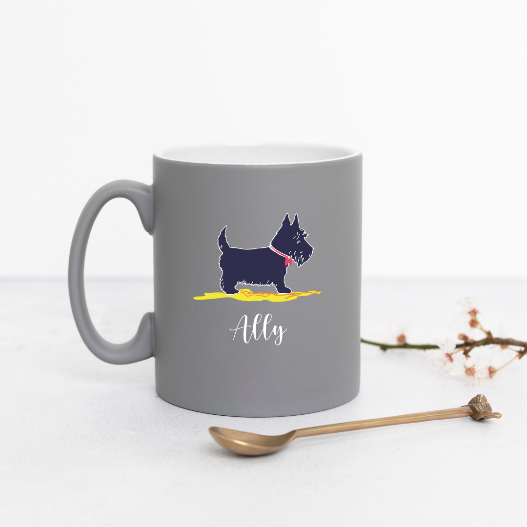 Personalised scottie dog grey mug