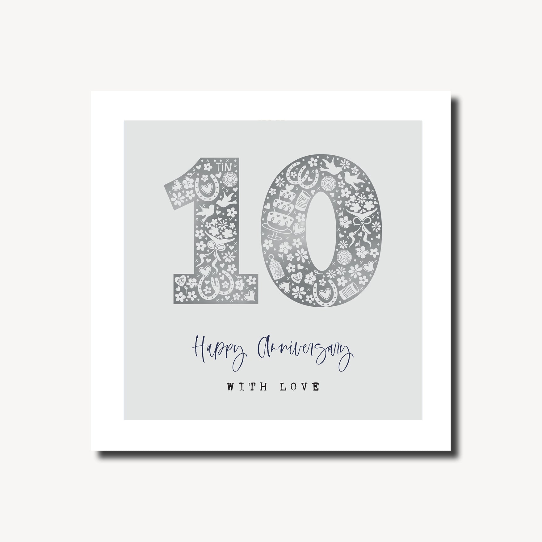Daisy 10th Tin Wedding Anniversary Greeting Card