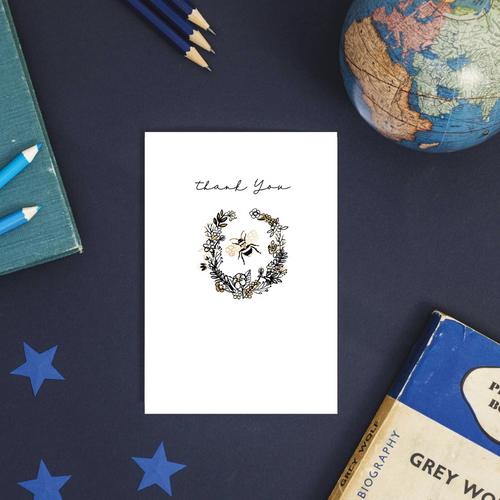 Buzzy Thanks Rose Gold Foil Greeting Card
