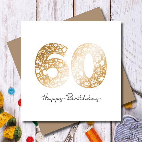  Daisy 60th Happy Birthday Rose Gold Foil Greeting Card
