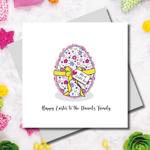 Personalised Ditsy Floral Print Easter Wreath Greeting Card