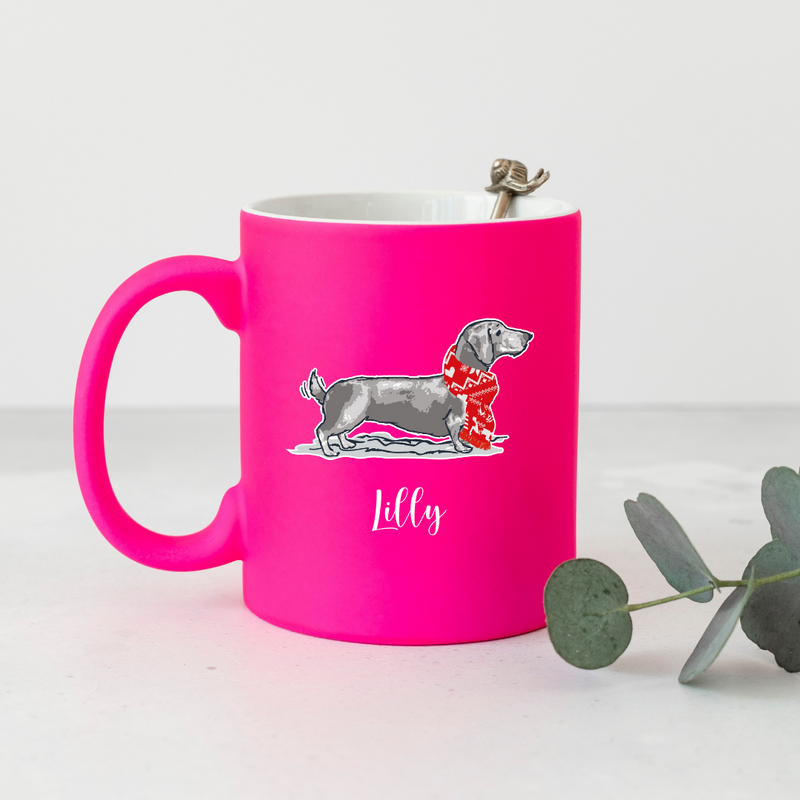 Festive Dachshund Dog Personalised Mug