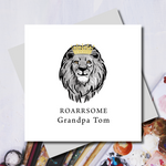 Personalised King Roarrrrsome Lion Father's Day Greeting Card