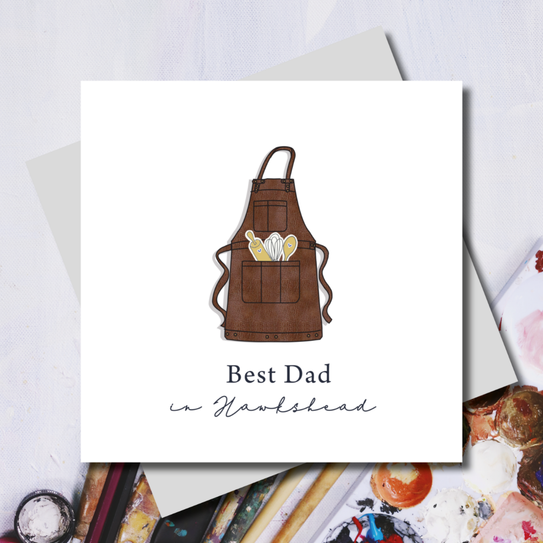 Personalised Best Chef Leather Apron Dad Greeting Card