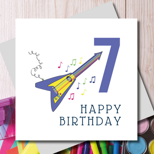 Happy 7th Birthday Guitar Greeting Card
