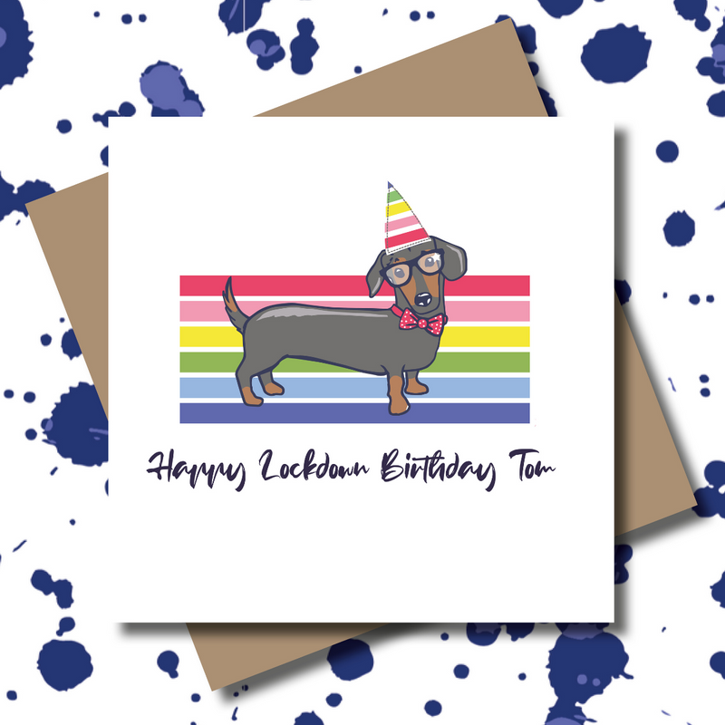 Personalised Rainbow Dachshund Dog Greeting Card