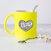 Animal Print Heart Personalised Neon Yellow Mug
