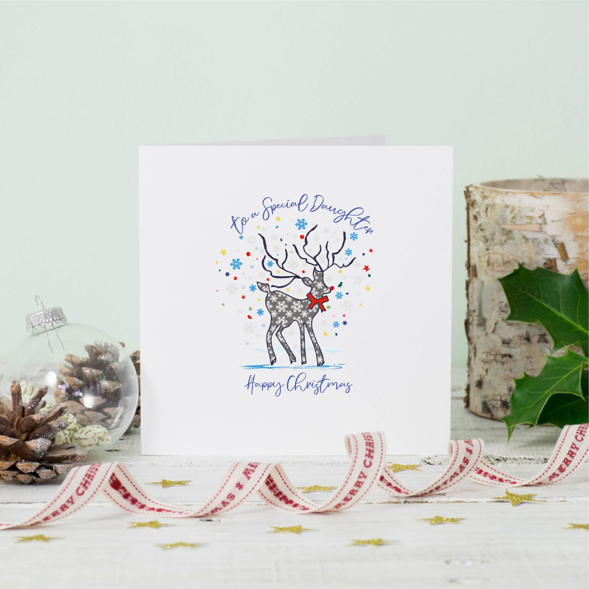 Daughter Stag Christmas Greeting Card