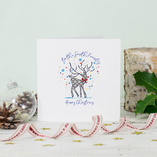 Personalised Christmas Stag Greeting Card