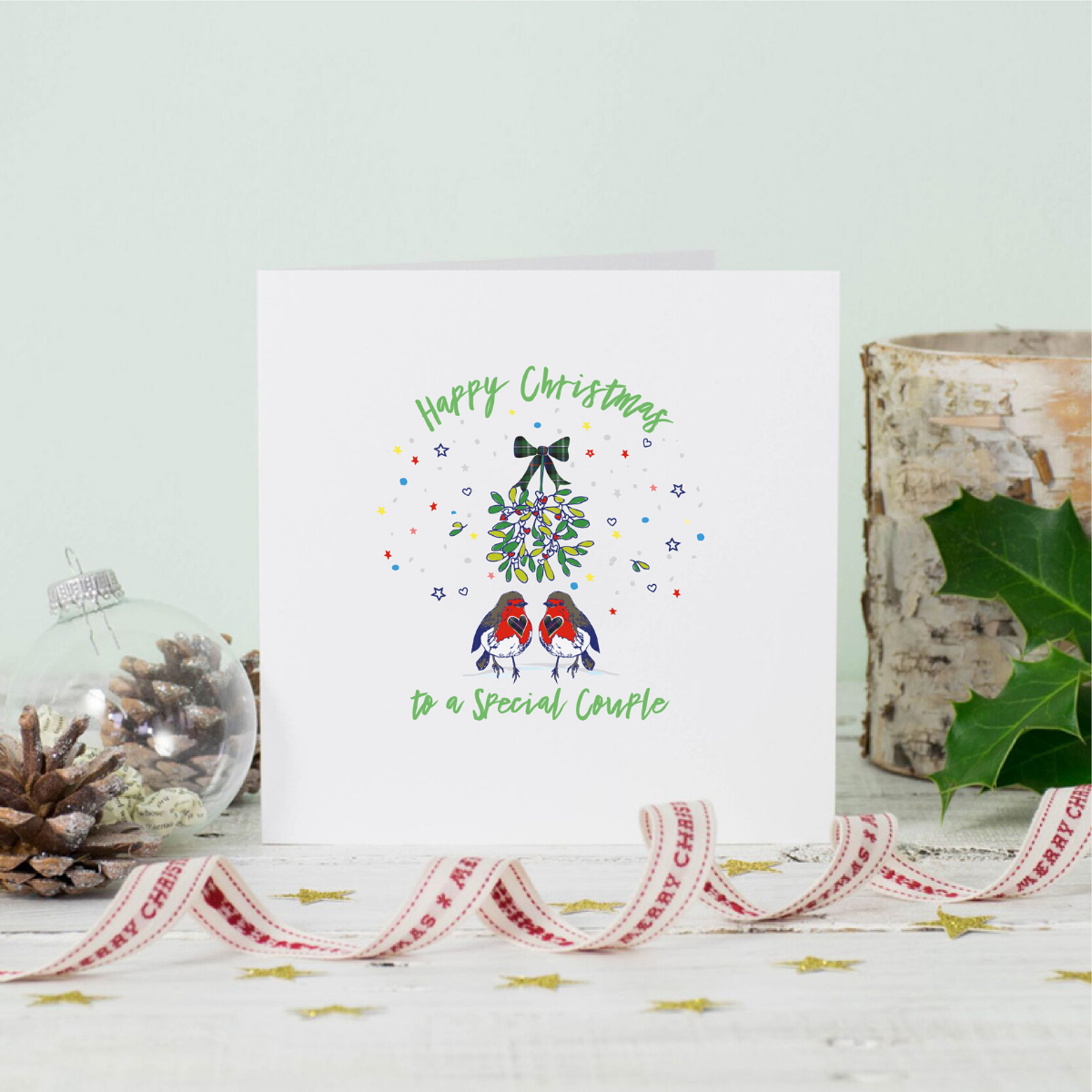Christmas Robins Special Couple Greeting Card