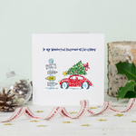Christmas Snowy Car Husband Greeting Card