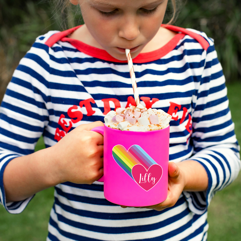 Rainbow Heart Personalised Mug