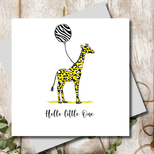 Yellow Giraffe Animal Print New Baby Greeting Card
