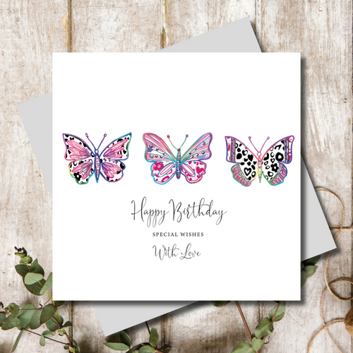 Butterfly Special Wishes Rainbow Foil Birthday Greeting Card