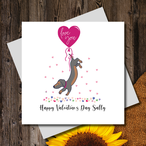 Dachshund Love Balloon Greeting Card