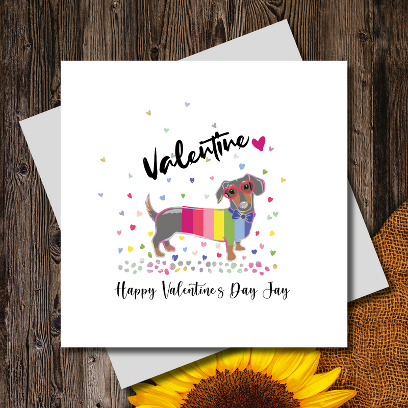 Rainbow Dachshund Heart Sunglasses Greeting Card