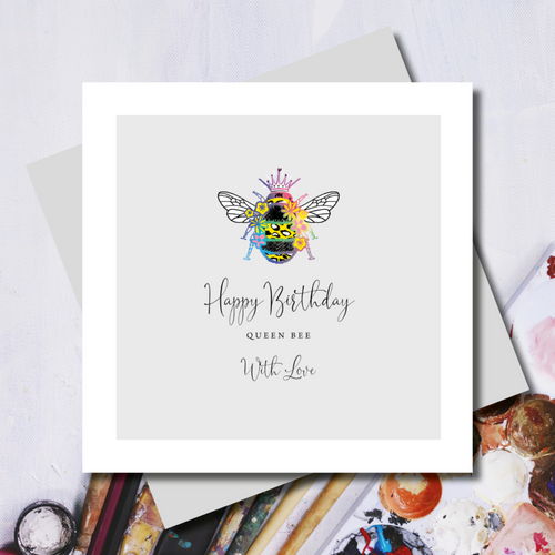 Spotty Queen Bee Birthday Card