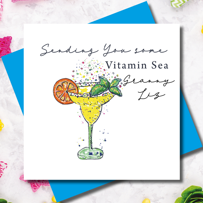 Personalised Tipsy Sending you Vitamin Sea Greeting Card