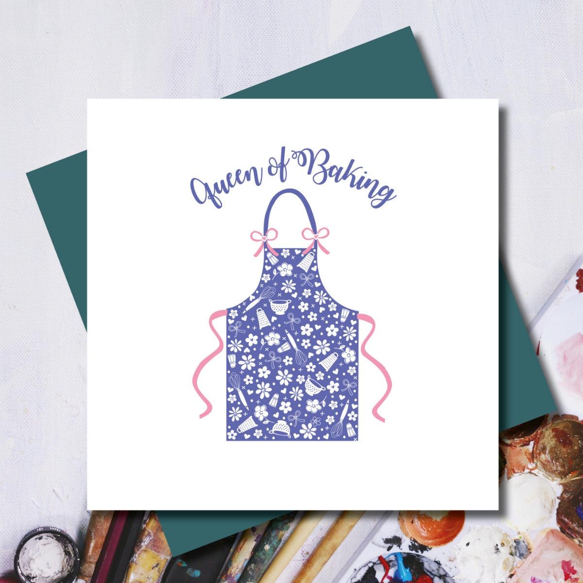Queen of Baking Cook Apron Greeting Card 