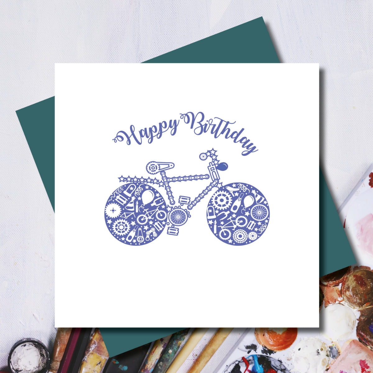 Daisy Happy Birthday Racing Bike Greeting Card