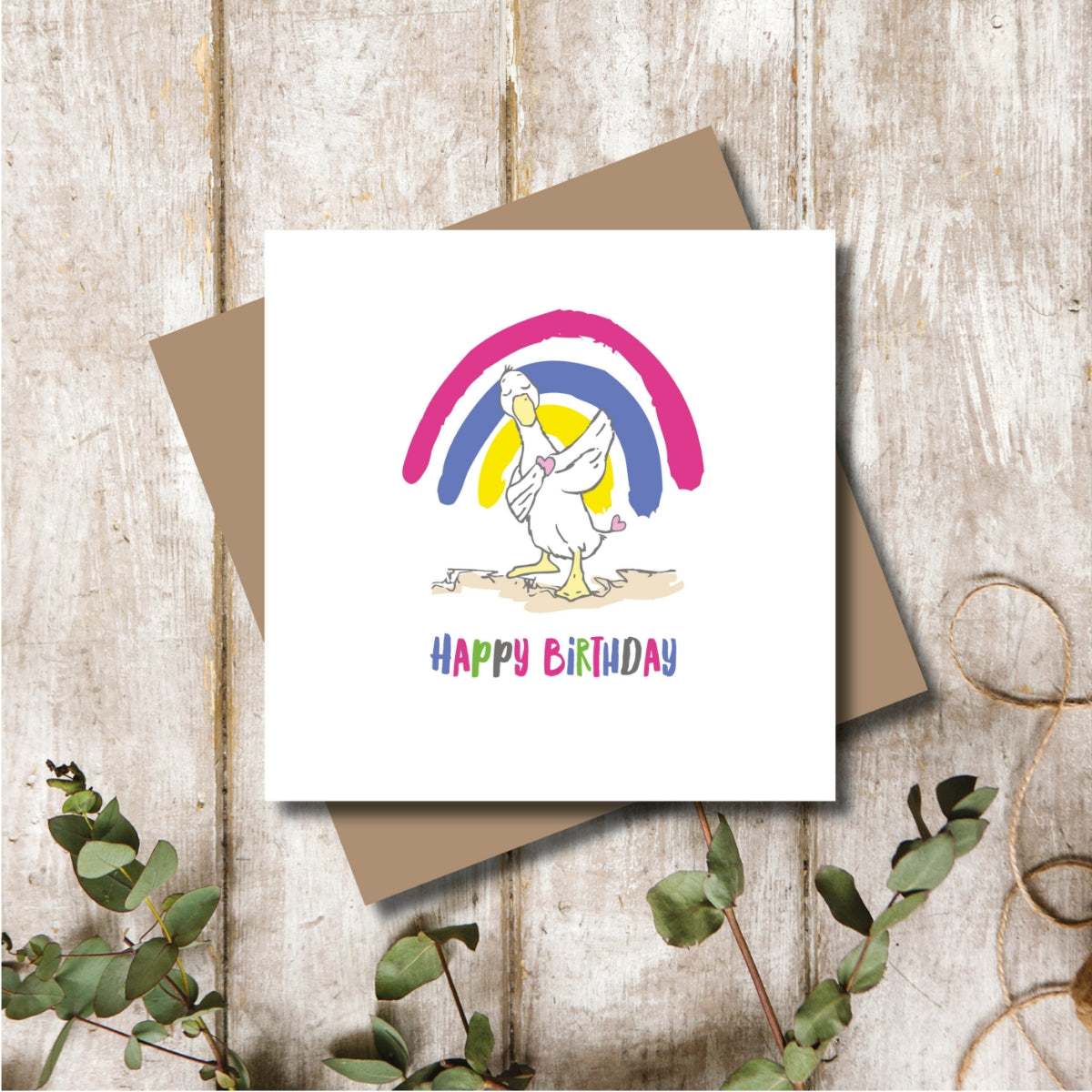Rainbow Duck Happy Birthday Greeting Card