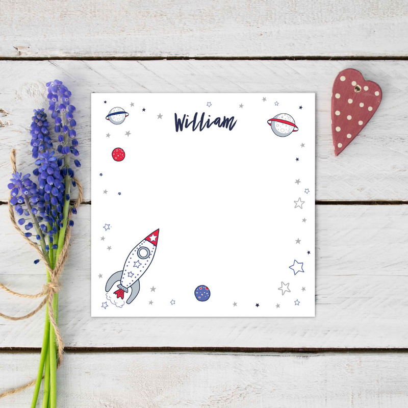 Personalised Rocket Out of Space Thank You Stationery Set