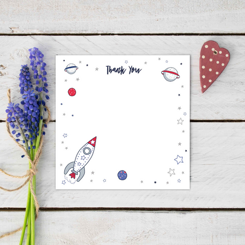 Rocket Out of Space Thank You Stationery Set