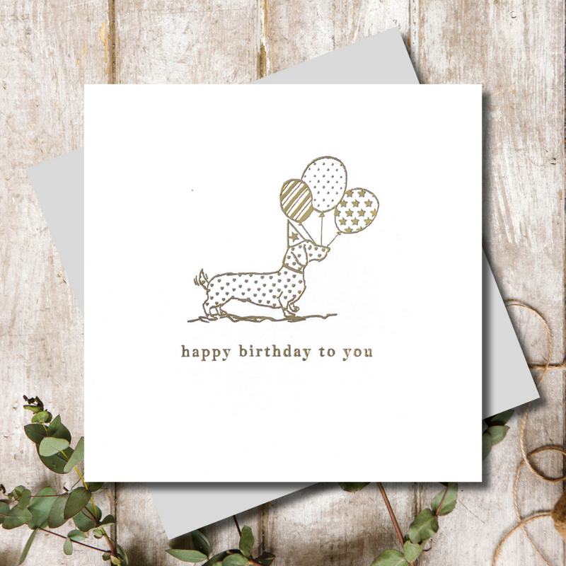 Dachshund Dog Birthday Balloons Greeting Card