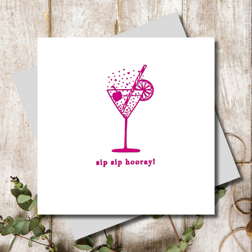Pink Cocktail Birthday Greeting Card