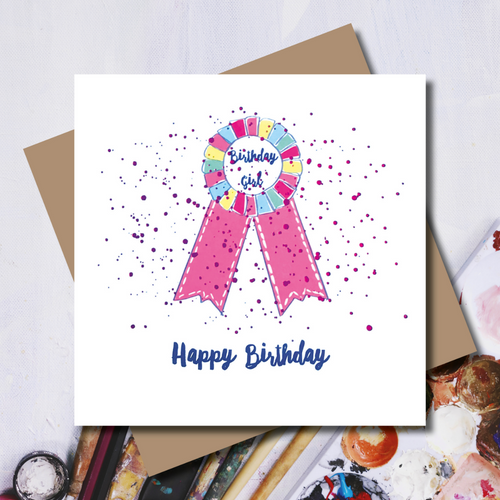 Birthday Girl Rosette Greeting Card
