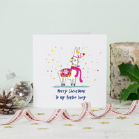 Personalised Llama  Christmas Greeting Card