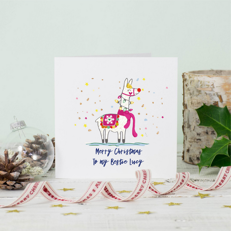 Personalised Llama  Christmas Greeting Card