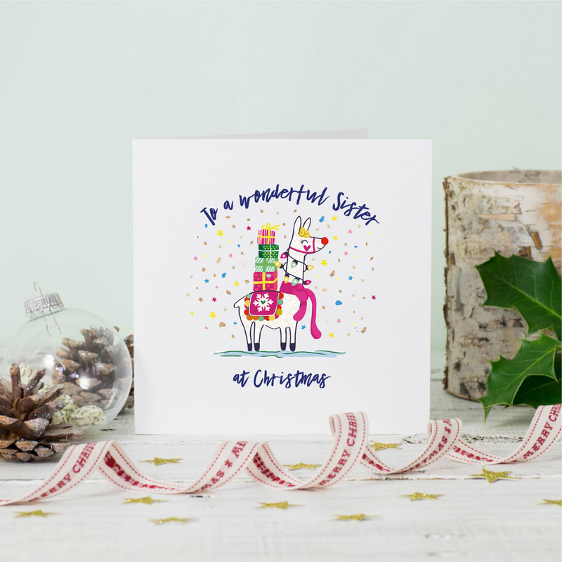 Llama Sister Christmas Greeting Card