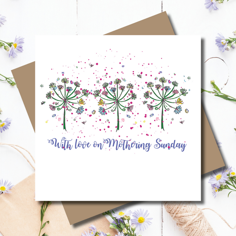 Flower Power Mothering Sunday Day Foiled Greeting Card