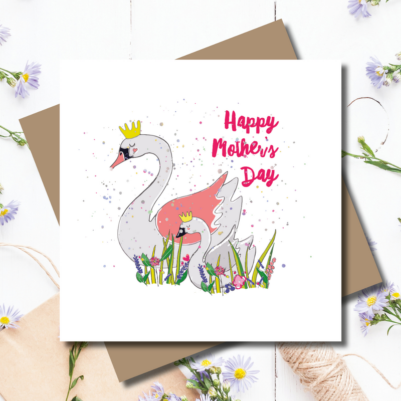 Swan Lake Mother's Day Rainbow Foil Greeting Card