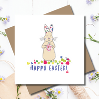 Happy Easter Flora Bunny Greeting Card