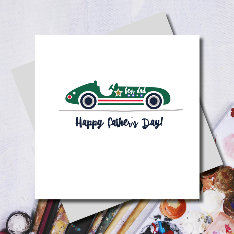 Racing Green Dad Car Father's Day Greeting Card