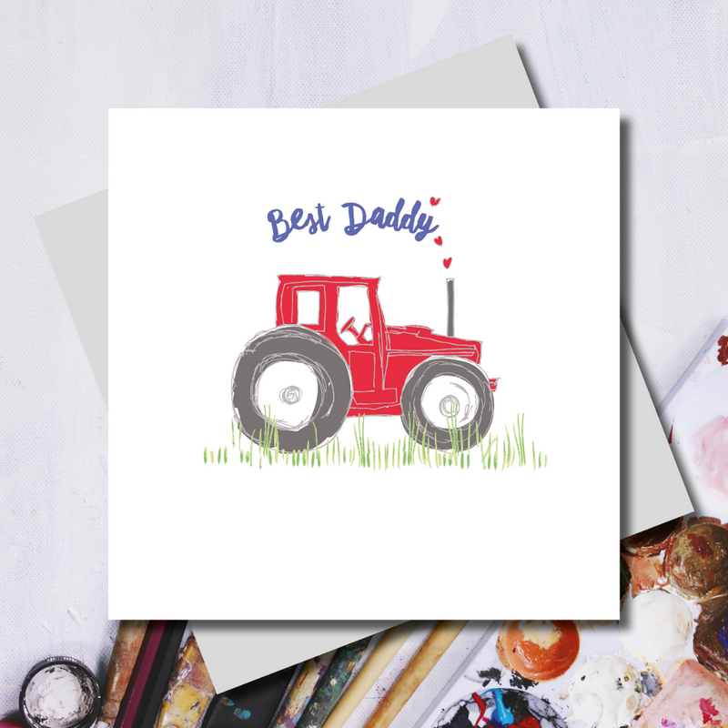 Pops Red Tractor Best Daddy Greeting Card