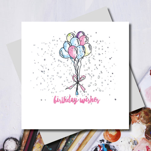 Lucy Birthday Balloons Greeting Card