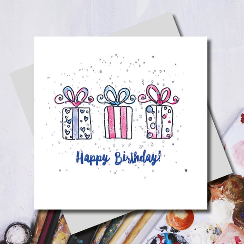 Happy Birthday Presents Foiled Greeting Card