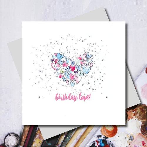 Birthday Love Hearts Foiled Greeting Card