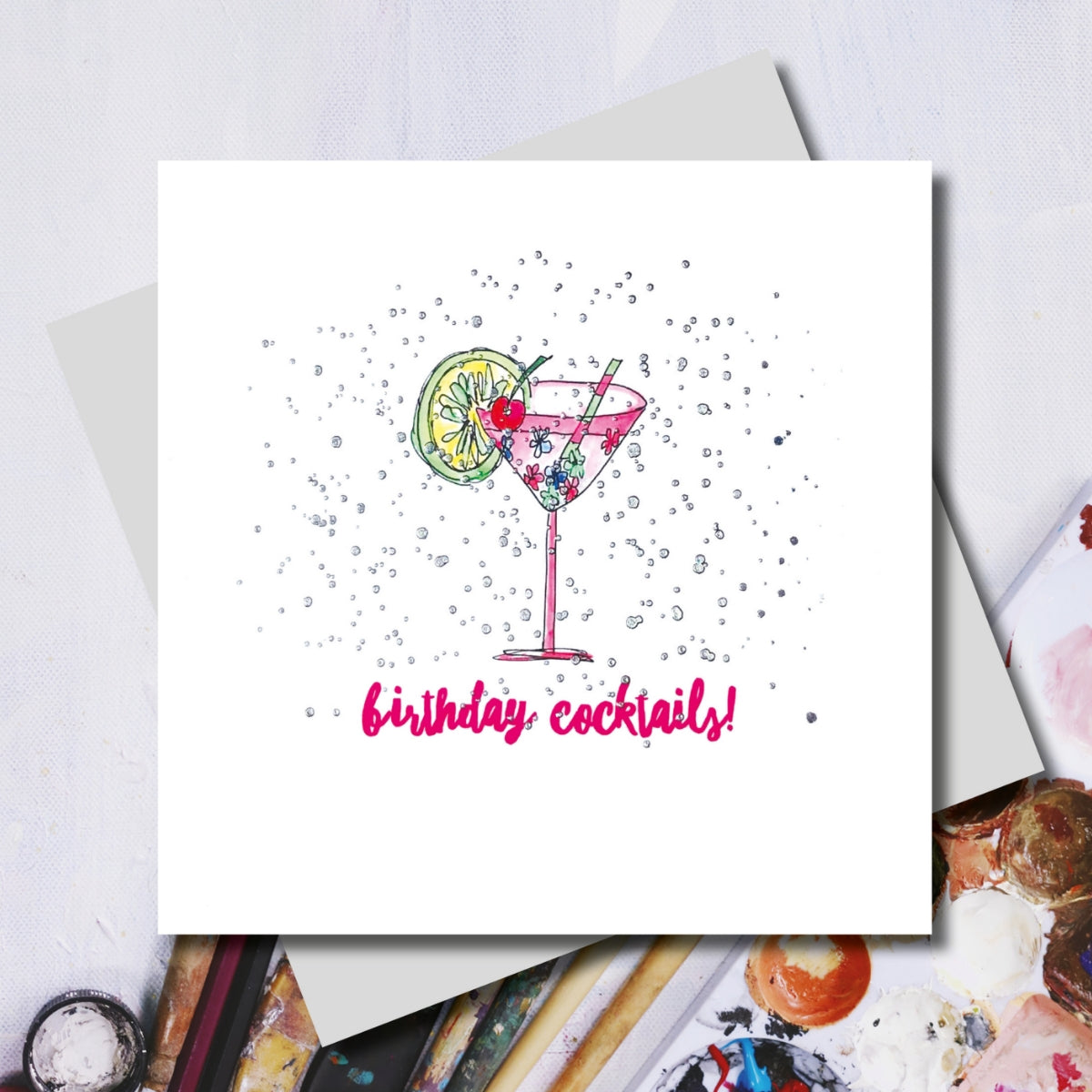 Pink Birthday Cocktails Greeting Card
