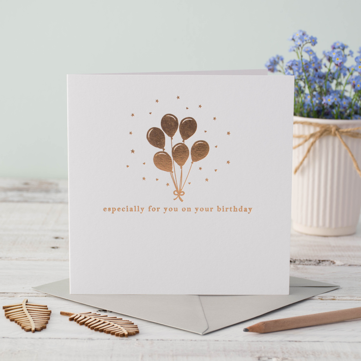 Birthday Balloon Gold Foil Greeting Card