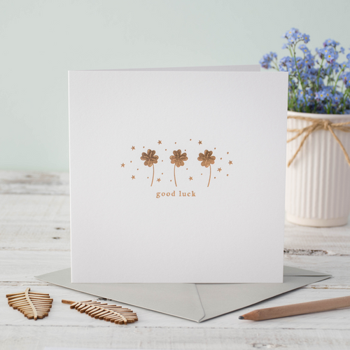 Good Luck Four Leaf Clover Greeting Card 