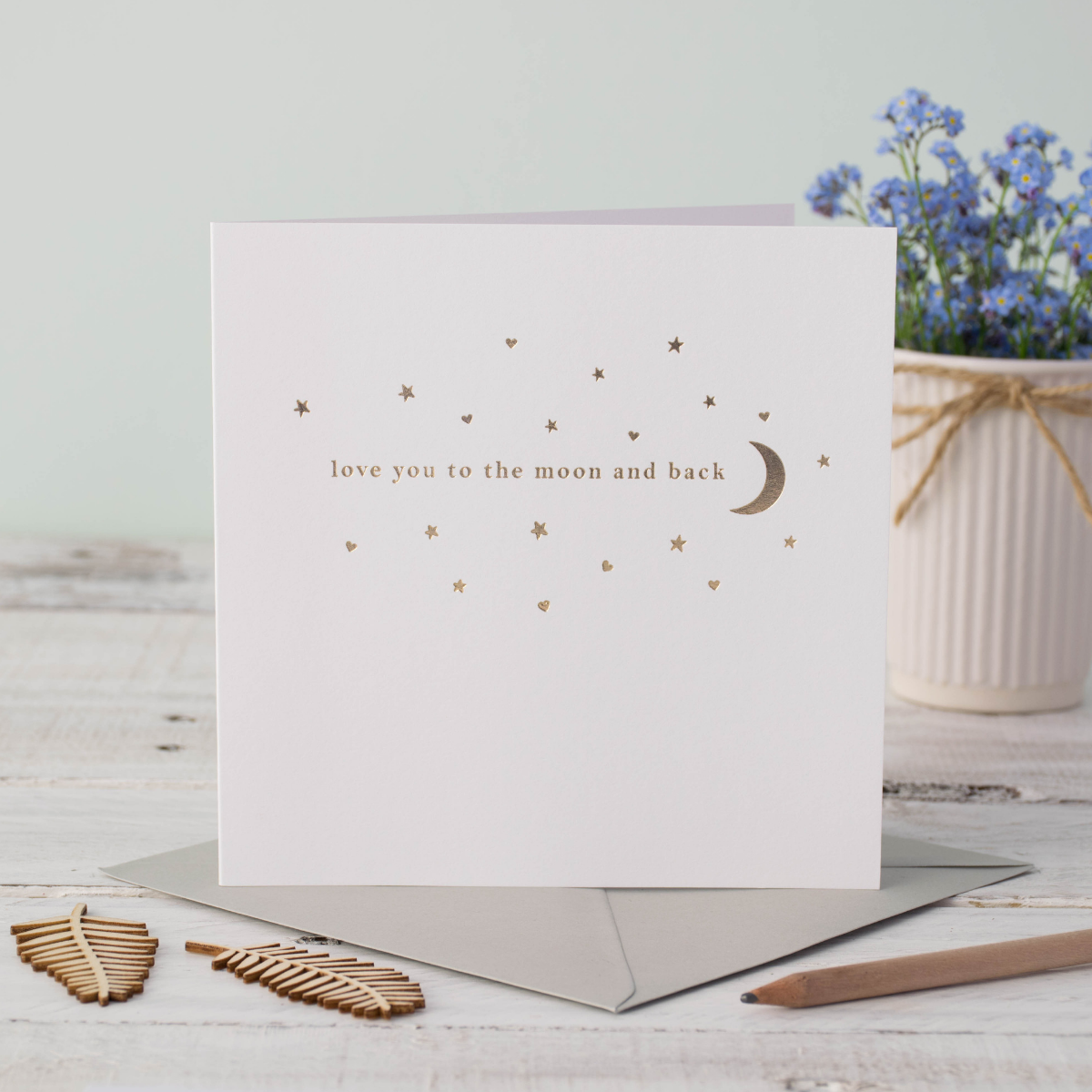 Love You To The Moon And Back Rose Gold Foil Greeting Card
