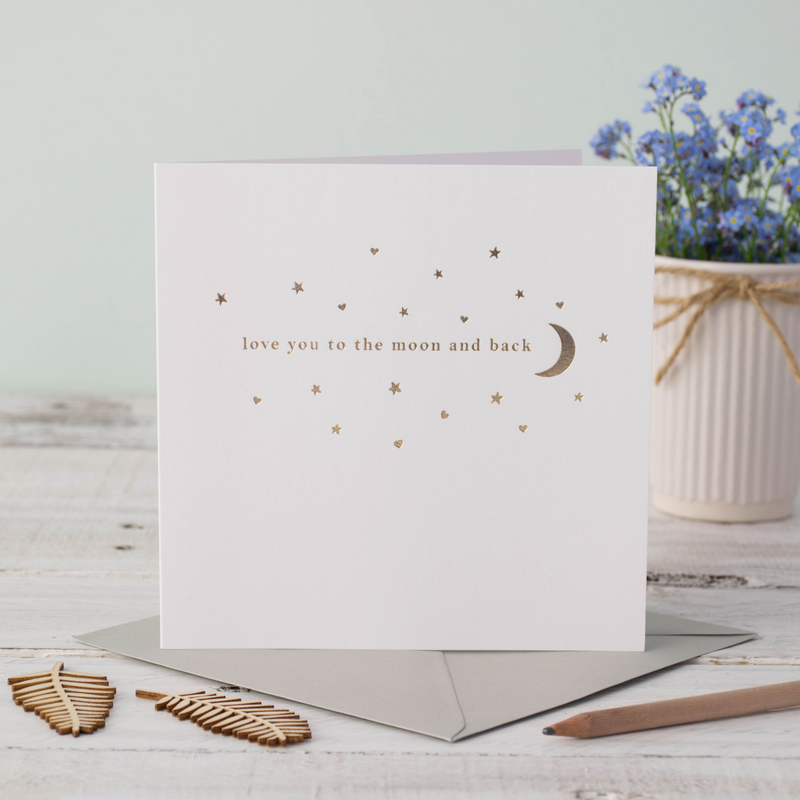 Love You To The Moon And Back Rose Gold Foil Greeting Card