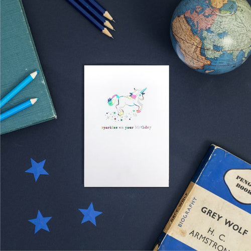 Rainbow Sparkles On your Birthday Unicorn Greeting Card