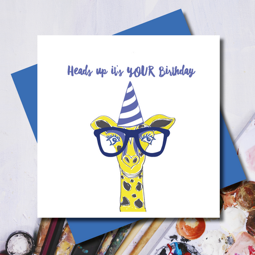 Heads Up Giraffe Birthday Greeting Card