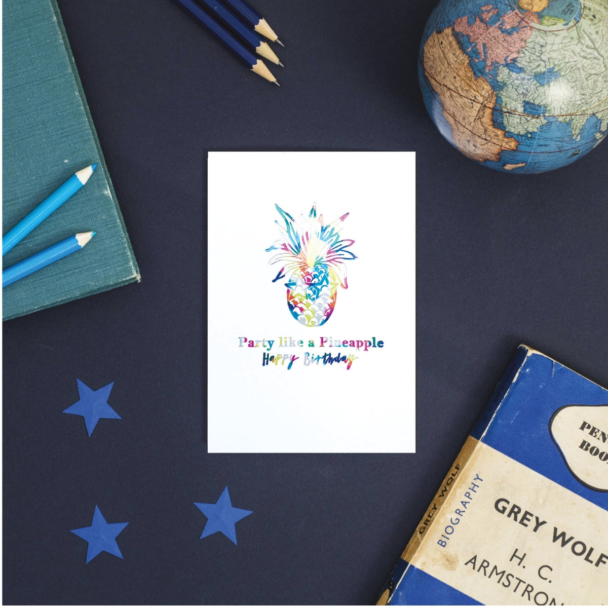 Rainbow Foil Pineapple Happy Birthday Greeting Card